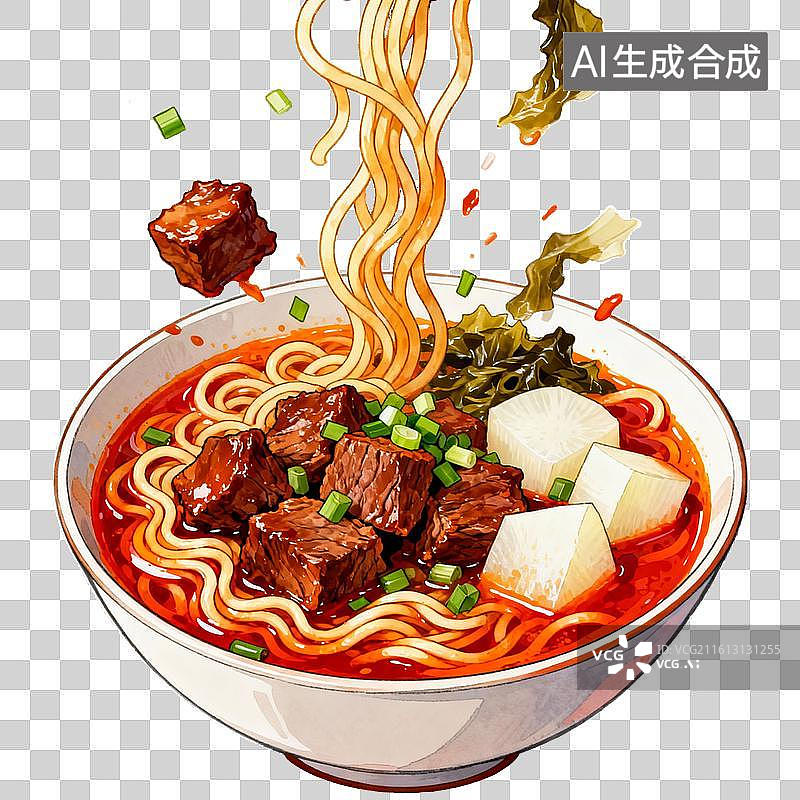 【AI数字艺术】牛肉拉面食欲风餐饮宣传背景图片素材