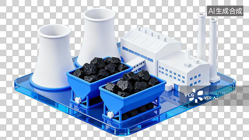 【AI数字艺术】工业设施蓝白调能源生产场景图片素材