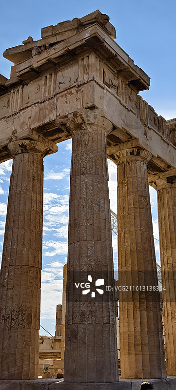 希腊雅典卫城（其中包括山门，帕特农神庙，伊瑞克提翁神庙，雅典娜胜利神庙）图片素材