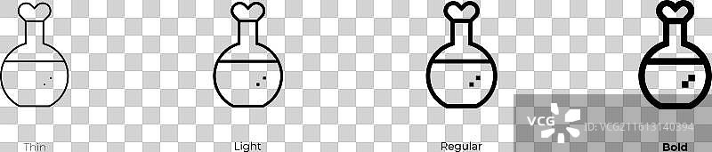 爱情药水图标，细体、亮体、常规和粗体图片素材