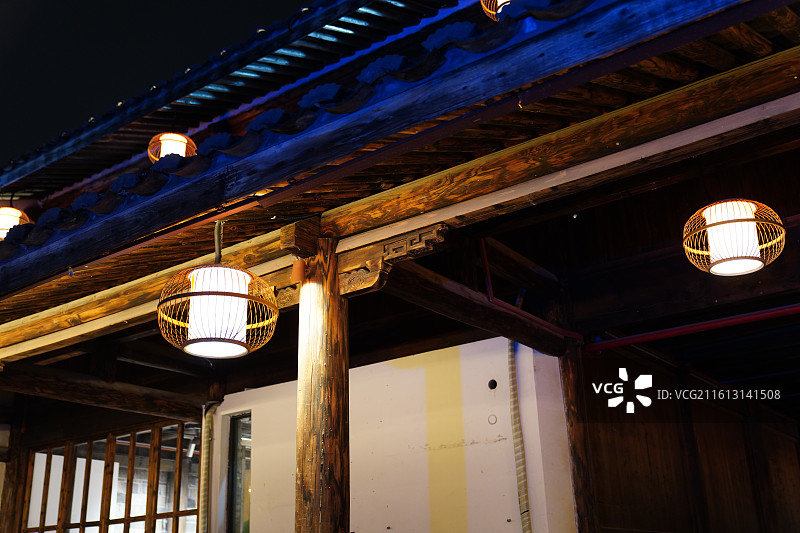 葭沚老街夜景图片素材