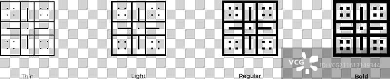 ludo图标，细体、亮体、常规和粗体样式图片素材