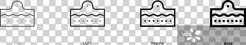 团块图标，细体、亮体、常规和粗体样式图片素材