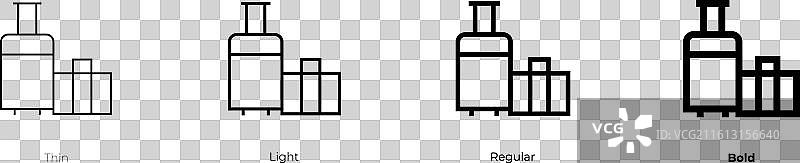 行李图标，细体、亮体、常规体和粗体样式图片素材