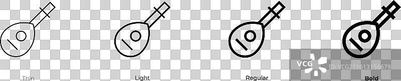 鲁特琴图标，细体、亮体、常规和粗体样式图片素材