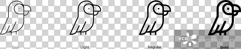金刚鹦鹉图标，细体、浅色、常规和粗体样式图片素材