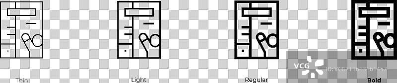 杂志图标，细体、亮色、常规和粗体样式图片素材