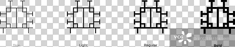 魔法盒子图标，细体、亮体、常规和粗体样式图片素材