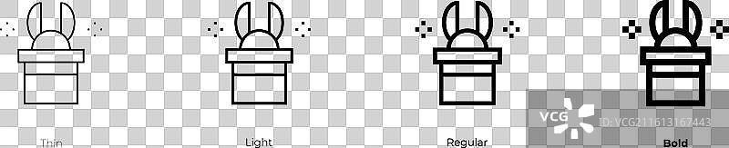 魔法帽图标，细、亮、常规和粗体样式图片素材