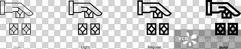 魔术表演图标，细体、亮体、常规和粗体图片素材