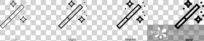 魔法棒图标，细体、亮体、常规和粗体样式图片素材