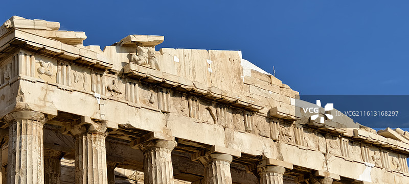 希腊雅典卫城（其中包括山门，帕特农神庙，伊瑞克提翁神庙，雅典娜胜利神庙）图片素材