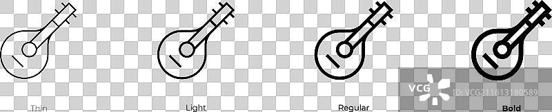 曼陀林图标，细体、亮体、常规和粗体样式图片素材