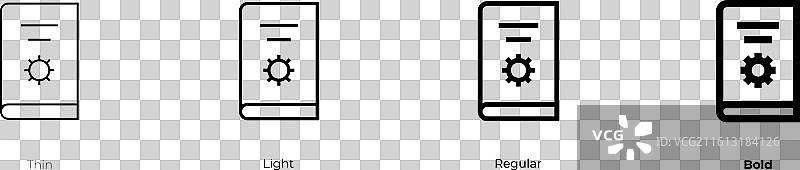 手册图标，细体、浅体、常规体和粗体图片素材