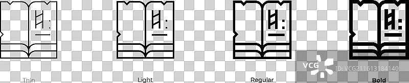 手稿图标，细体、浅色、常规和粗体样式图片素材