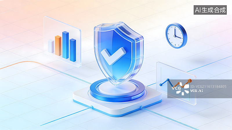 【AI数字艺术】科技安全图标与数据图表图片素材