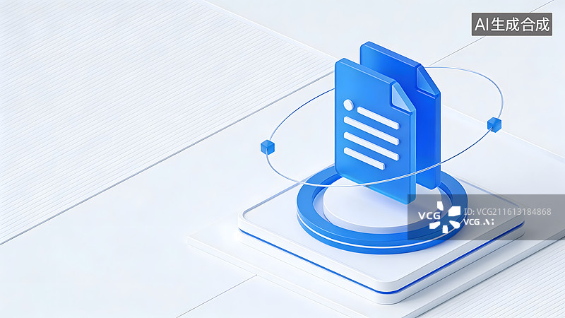 【AI数字艺术】蓝色文件图标科技感设计图片素材