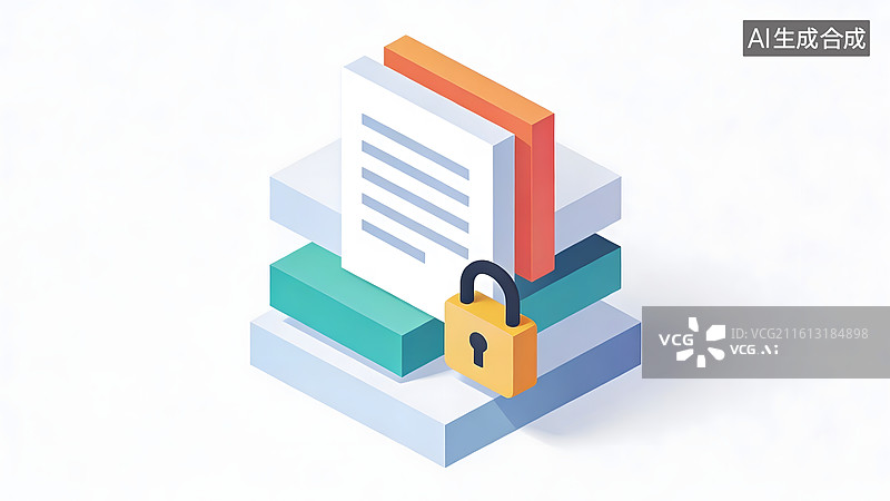 【AI数字艺术】数据安全锁与文件图标图片素材