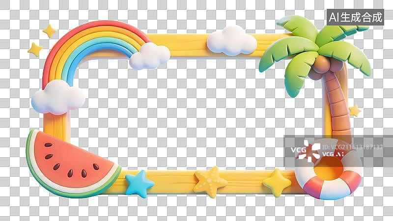 【AI数字艺术】夏日卡通相框装饰边框图片素材