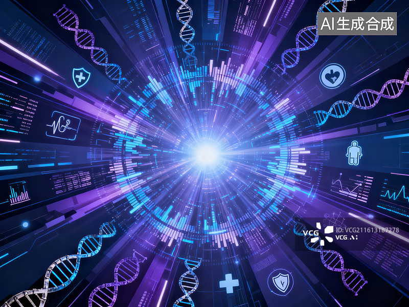 【AI数字艺术】基因技术与医疗创新可视化图片素材