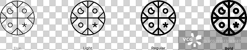 马普切人图标，细体、浅色、常规和粗体样式图片素材