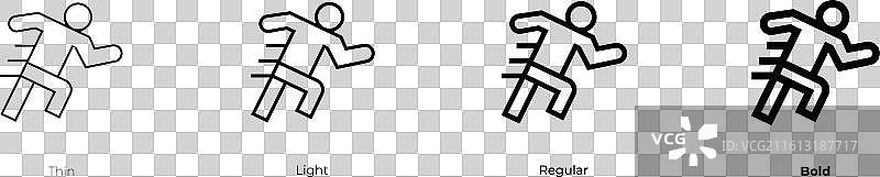 马拉松图标，细体、浅色、常规和粗体样式图片素材