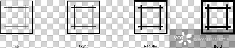 边距图标，细体、常规体和粗体样式图片素材