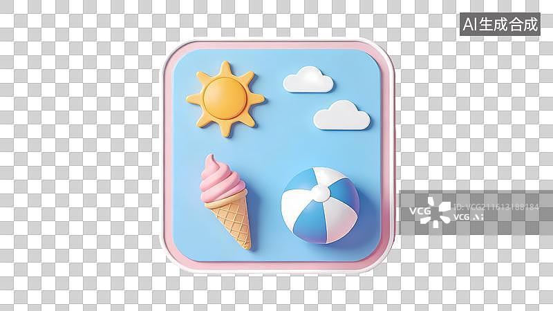 【AI数字艺术】夏日海滩度假元素图片素材