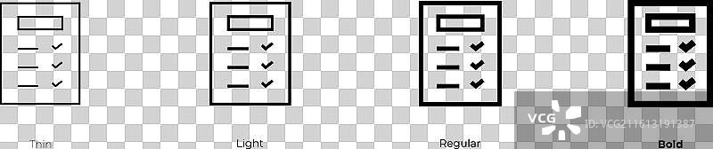 标记图标，细体、浅体、常规和粗体样式图片素材