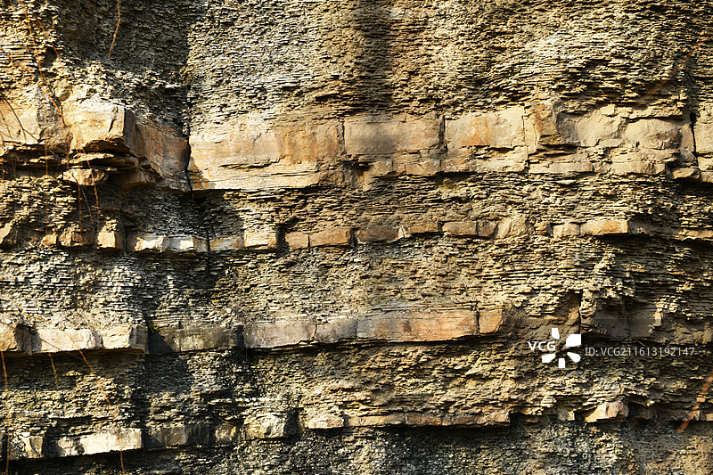 山东省枣庄市山亭区山城街道小王庄村寒武纪崮山组剖面景观图片素材