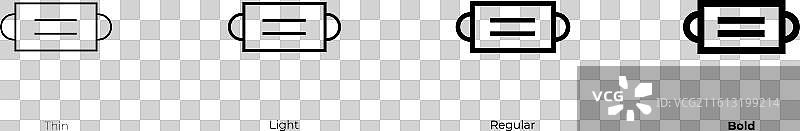 蒙版图标，细体、浅色、常规和粗体样式图片素材