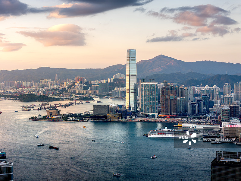 维港晚霞图片素材