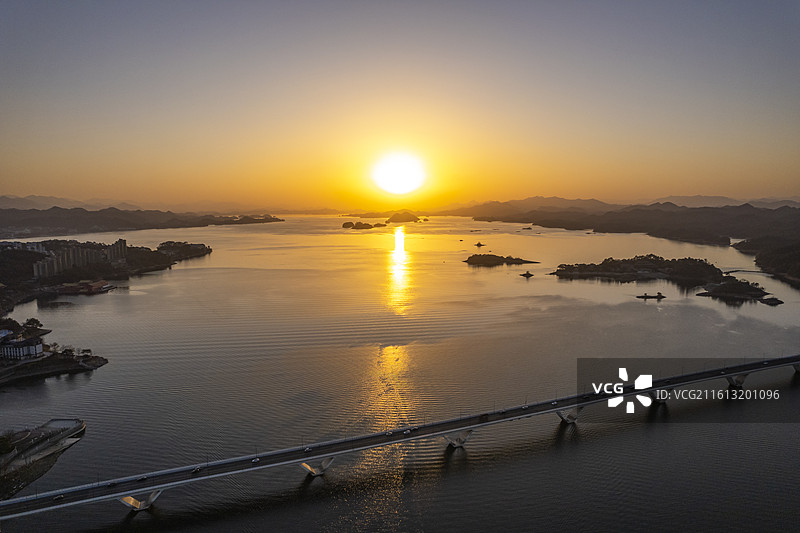 浙江千岛湖风景航拍图片素材