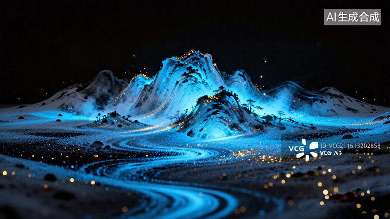 【AI数字艺术】新中式山水画图片素材