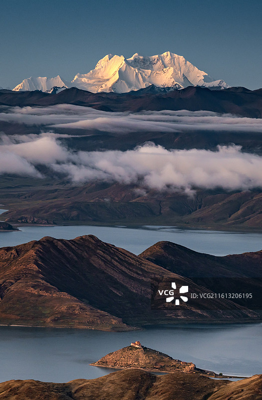 日托寺和库拉岗日西藏图片素材