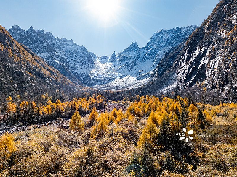 川西阿坝秋季美景雪山彩林风景图片素材