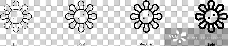 麻疹图标，细体、亮体、常规体和粗体样式图片素材