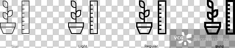 测量图标，细体、标准和粗体样式图片素材
