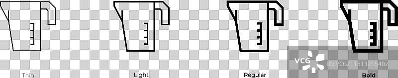量杯图标，细体、亮体、常规体和粗体图片素材