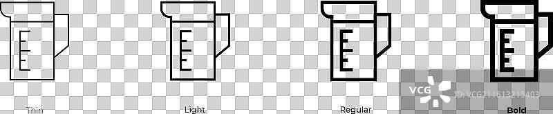 量杯图标，细体、亮体、常规体和粗体图片素材