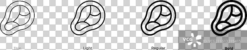 肉类图标，细体、亮体、常规和粗体样式图片素材