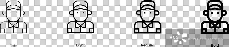 机械师图标，细体、亮体、常规和粗体样式图片素材