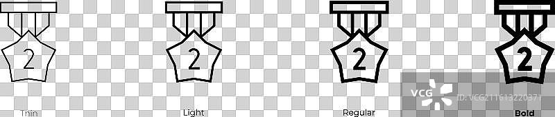 奖牌图标，细体、亮体、常规和粗体样式图片素材