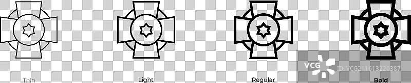 奖牌图标，细体、亮体、常规体和粗体样式图片素材
