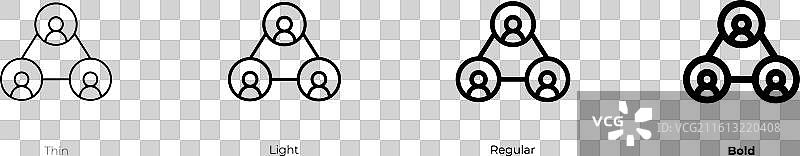 中介人图标，细体、亮体、常规体和粗体样式图片素材