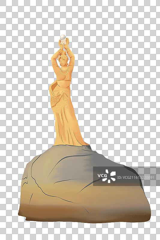 珠海渔女著名旅游景点地标插画图片素材