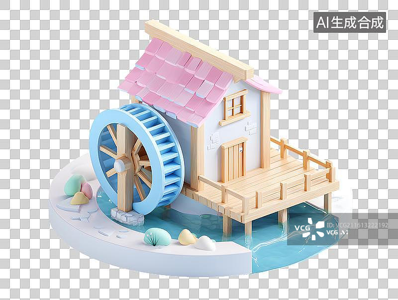 【AI数字艺术】一个卡通水磨坊图片素材