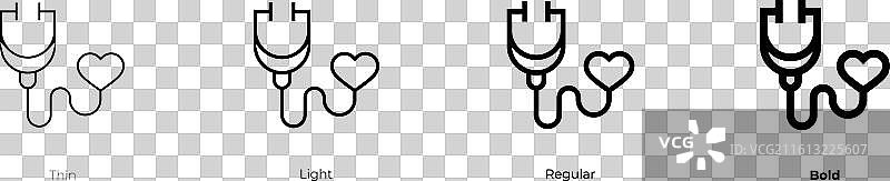 医疗保健图标，细体、亮体、常规和粗体图片素材
