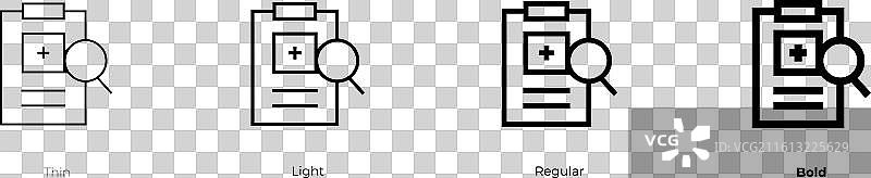 医疗检查图标，细体、亮体、常规和粗体图片素材