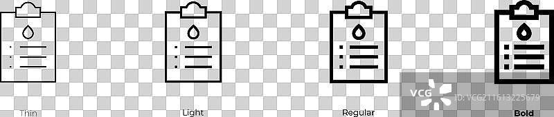 医疗报告图标，细体、亮体、常规和粗体图片素材